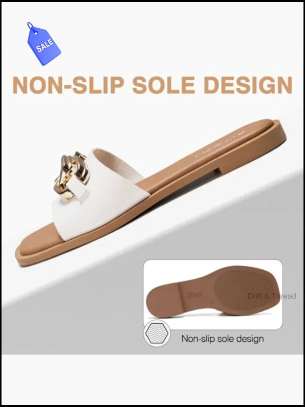 Women's Flat Sandals Fashion Slides Soft Leather Slippers Summer Size 6-11